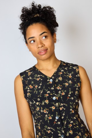 Vestido vintage negro con flores - Ropa mujer vintage SusiSweetdress