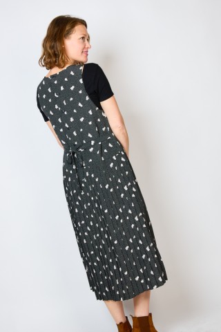 Vestido vintage negro con puntitos y flores - Ropa mujer vintage SusiSweetdress