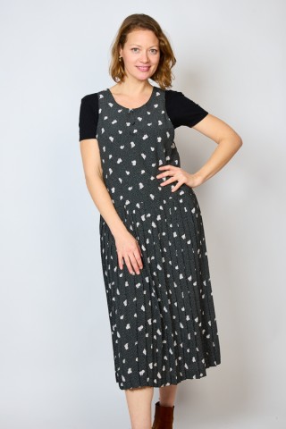 Vestido vintage negro con puntitos y flores - Ropa mujer vintage SusiSweetdress