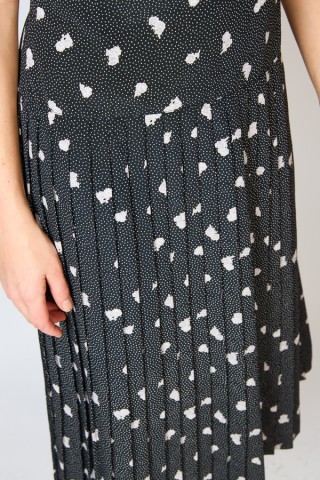 Vestido vintage negro con puntitos y flores - Ropa mujer vintage SusiSweetdress