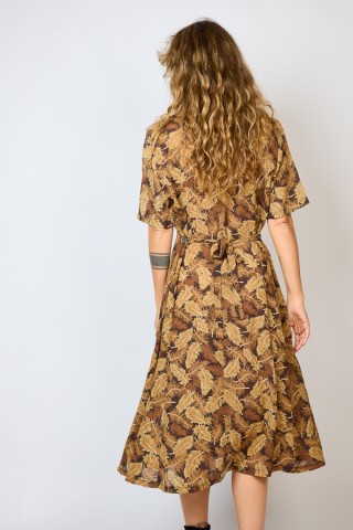Vestido vintage marrón con hojas - Ropa mujer vintage SusiSweetdress