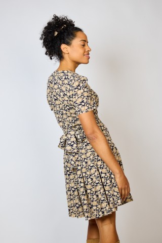 Vestido vintage negro con flores beige - Ropa mujer vintage SusiSweetdress