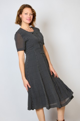 Vestido vintage negro con puntos blancos - Ropa mujer vintage SusiSweetdress