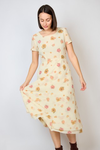 Vestido vintage marfil con flores - Ropa mujer vintage SusiSweetdress