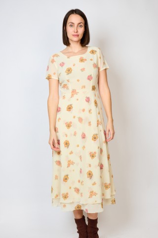 Vestido vintage marfil con flores - Ropa mujer vintage SusiSweetdress