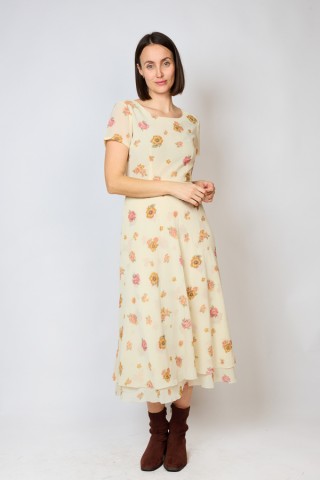 Vestido vintage marfil con flores - Ropa mujer vintage SusiSweetdress