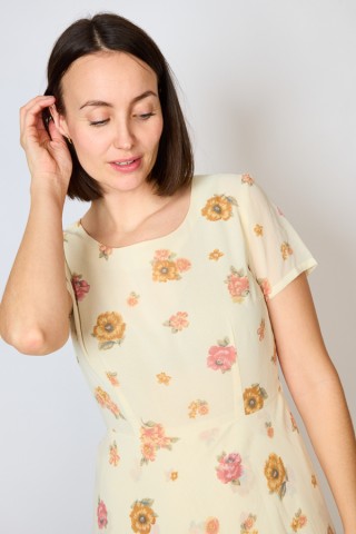 Vestido vintage marfil con flores - Ropa mujer vintage SusiSweetdress