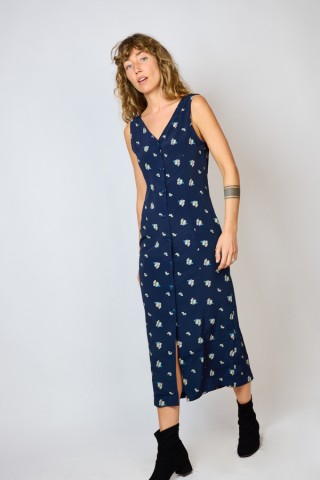 Vestido vintage azul marino con flores - Ropa mujer vintage SusiSweetdress