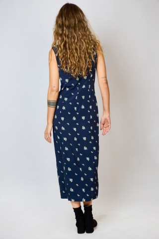 Vestido vintage azul marino con flores - Ropa mujer vintage SusiSweetdress