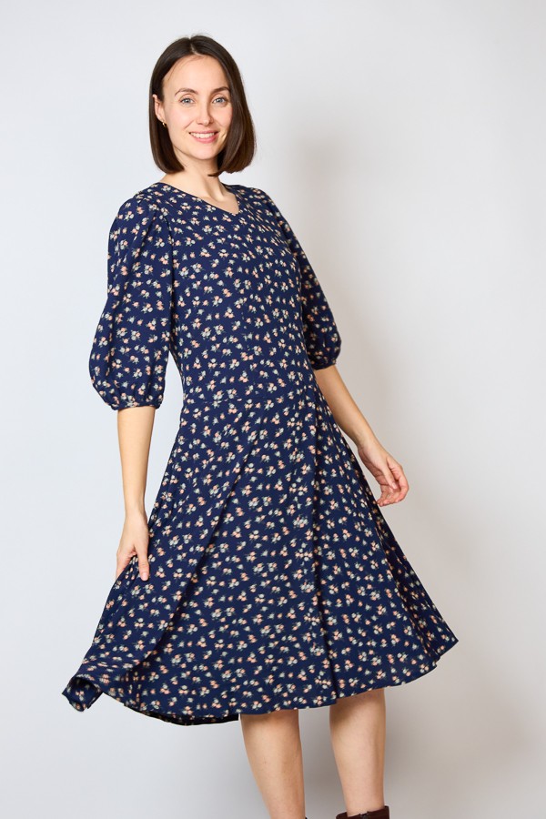 Vestido vintage azul marino con flores - Ropa mujer vintage SusiSweetdress