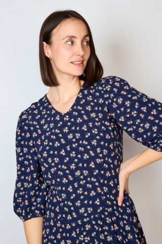 Vestido vintage azul marino con flores - Ropa mujer vintage SusiSweetdress