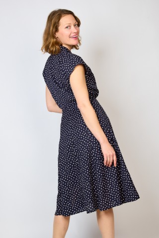 Vestido vintage azul noche con topos irregulares - Ropa mujer vintage SusiSweetdress