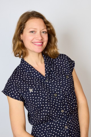 Vestido vintage azul noche con topos irregulares - Ropa mujer vintage SusiSweetdress