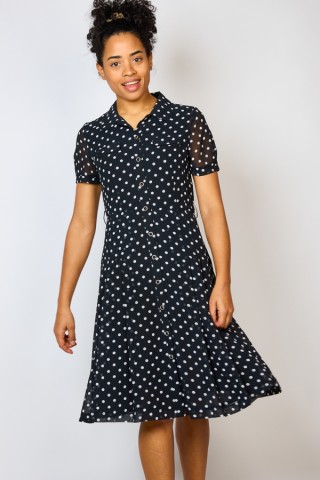 Vestido vintage negro con topos - Ropa mujer vintage SusiSweetdress