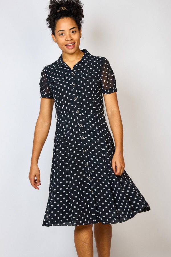 Vestido vintage negro con topos - Ropa mujer vintage SusiSweetdress