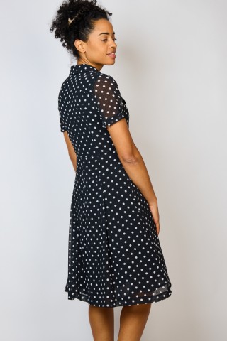 Vestido vintage negro con topos - Ropa mujer vintage SusiSweetdress