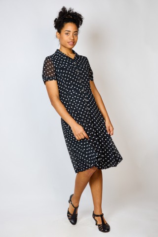 Vestido vintage negro con topos - Ropa mujer vintage SusiSweetdress