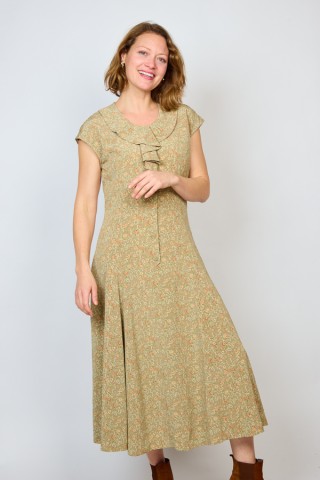 Vestido vintage verde seco con flores - Ropa mujer vintage SusiSweetdress