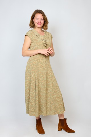 Vestido vintage verde seco con flores - Ropa mujer vintage SusiSweetdress