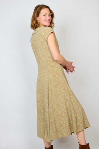 Vestido vintage verde seco con flores - Ropa mujer vintage SusiSweetdress