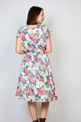 Vestido vintage blanco con flores rosas - Ropa mujer vintage SusiSweetdress