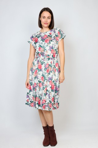 Vestido vintage blanco con flores rosas - Ropa mujer vintage SusiSweetdress