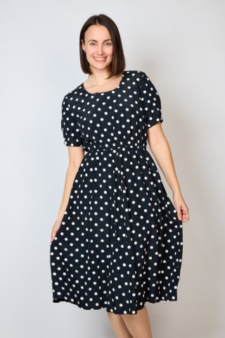 Vestido vintage negro con topos blancos - Ropa mujer vintage SusiSweetdress