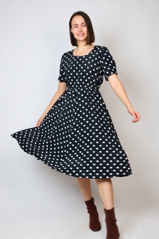 Vestido vintage negro con topos blancos - Ropa mujer vintage SusiSweetdress