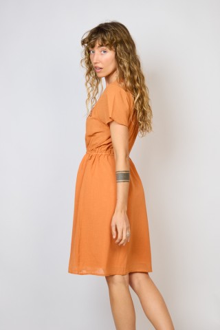 Vestido vintage naranja con flor bordada - Ropa mujer vintage SusiSweetdress