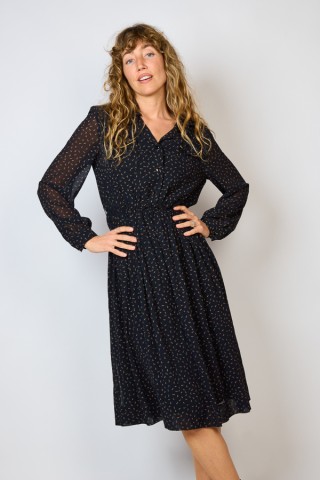 Vestido vintage negro con estampado diminuto a colores - Ropa mujer vintage SusiSweetdress
