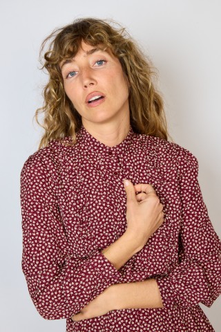Vestido vintage granate con hojas blancas - Ropa mujer vintage SusiSweetdress