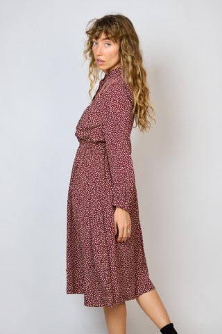 Vestido vintage granate con hojas blancas - Ropa mujer vintage SusiSweetdress