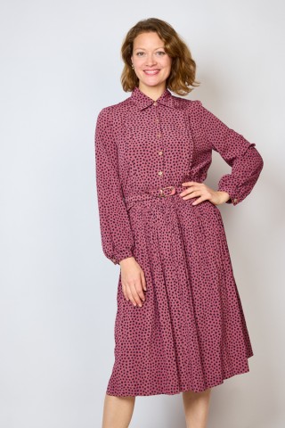 Vestido vintage rosa con manchitas lilosas - Ropa mujer vintage SusiSweetdress