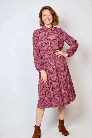 Vestido vintage rosa con manchitas lilosas - Ropa mujer vintage SusiSweetdress