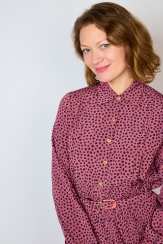 Vestido vintage rosa con manchitas lilosas - Ropa mujer vintage SusiSweetdress