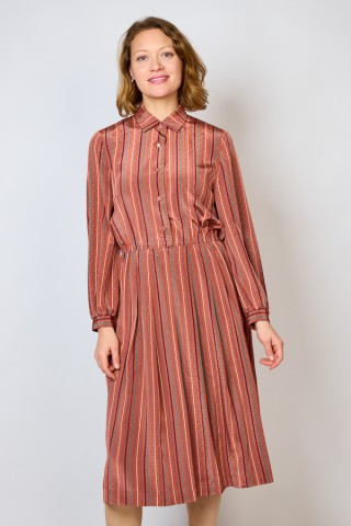 Vestido vintage magenta oscuro con rayas colores - Ropa mujer vintage SusiSweetdress