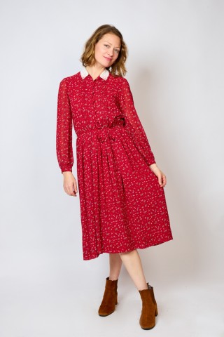 Vestido vintage rojo con estampado de florecitas - Ropa mujer vintage SusiSweetdress