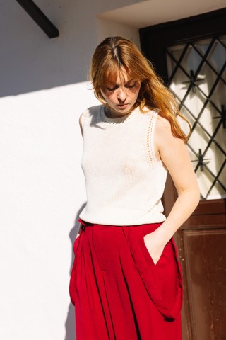 Pantalón palazzo rojo con tirantes - Ropa SusiSweetdress