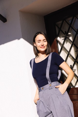 Pantalón palazzo azul con rayas finas azul marino - Ropa SusiSweetdress