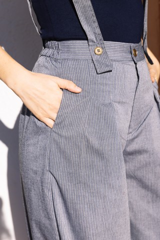 Pantalón palazzo azul con rayas finas azul marino - Ropa SusiSweetdress