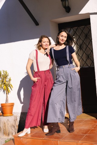 Pantalón palazzo rojo con rayas finas blancas - Ropa SusiSweetdress