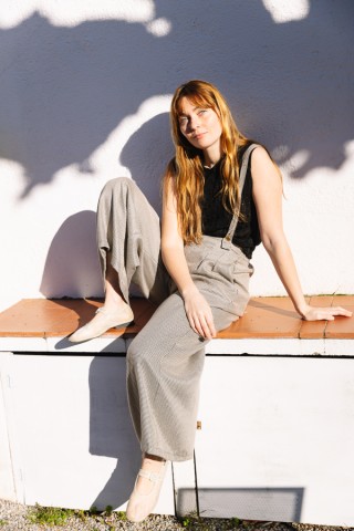 Pantalón palazzo blanco con vichy negro pequeño - Ropa SusiSweetdress