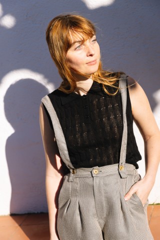 Pantalón palazzo blanco con vichy negro pequeño - Ropa SusiSweetdress