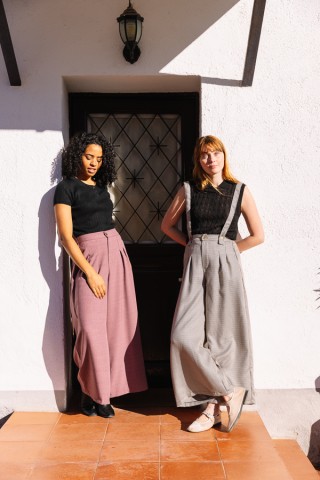 Pantalón palazzo blanco con vichy negro pequeño - Ropa SusiSweetdress