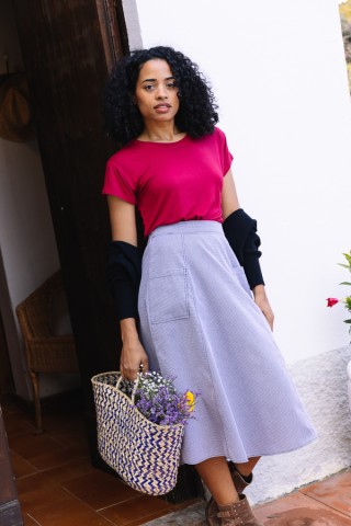 Falda vichy negro con bolsillos delanteros- Ropa mujer SusiSweetdress