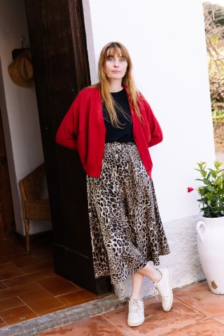 Falda maxi larga leopardo con bolsillos- Ropa mujer SusiSweetdress