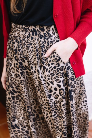 Falda maxi larga leopardo con bolsillos- Ropa mujer SusiSweetdress