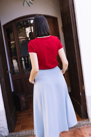 Falda maxi larga azul pastel con bolsillos- Ropa mujer SusiSweetdress