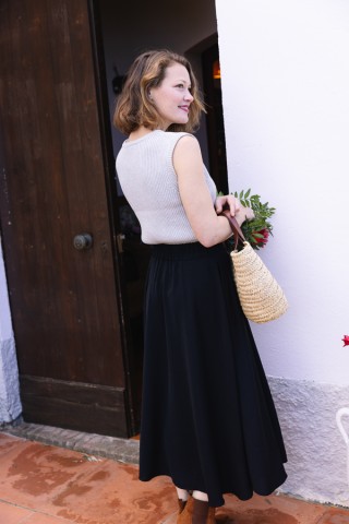 Falda maxi larga negra con bolsillos- Ropa mujer SusiSweetdress