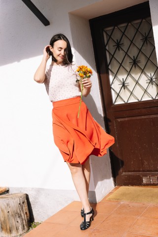 Falda midi cruzada anaranjada- Ropa mujer SusiSweetdress